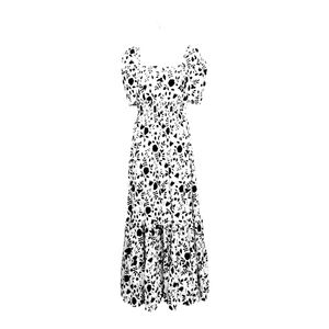 Black and White Women's Peasant Maxi Cotton Dress Size S